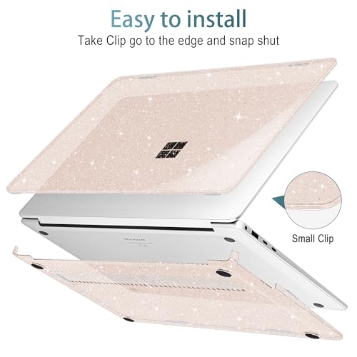 Mektron Glitter Case for 13.8" Microsoft Surface Laptop 8 2026 Fits Surface Laptop 13.8 Inch 7 2024 Cover (Model: 2036),Keyboard Cover +Screen Protector +Dust Plugs, Sparkly Sakura Pink - color: Sparkly Sakura Pink