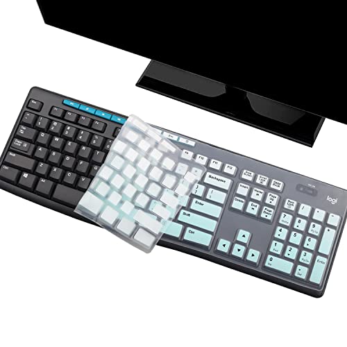 Keyboard Cover Skin Protector for Logitech MK295 MK275 MK270 Wireless Keyboard, Logitech K200 K260 K270 K275 K295 MK200 MK260 Ultra Thin Desktop PC Silicone Keyboard Cover US Layout-MintGreen - color: MintGreen