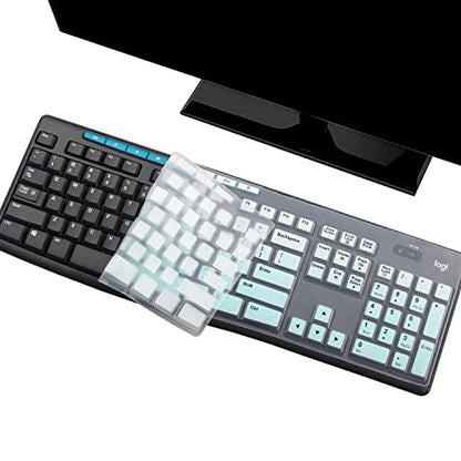 Keyboard Cover Skin Protector for Logitech MK295 MK275 MK270 Wireless Keyboard, Logitech K200 K260 K270 K275 K295 MK200 MK260 Ultra Thin Desktop PC Silicone Keyboard Cover US Layout-MintGreen - color: MintGreen
