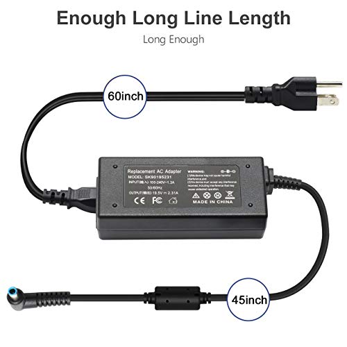 Always-On Safe, 45W Blue Tip Charger for HP Laptop Model 14 | Zero-heat 45W blue tip charger. Prevents overcharging 24/7. Fits HP laptop model 14 series: 14-dq, 14-dk, 14-cf, 14-ak, 14m.