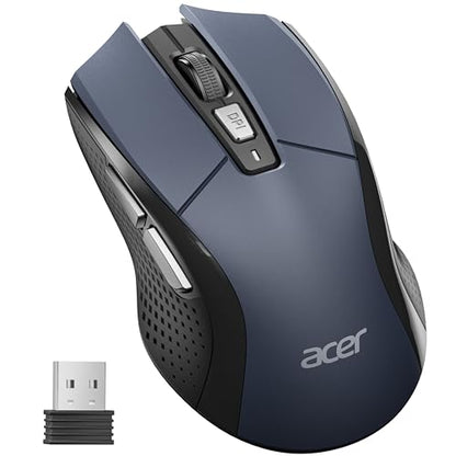 acer Wireless Mouse for Laptop, 2.4GHz Computer Mouse 5 Adjustable DPI Office Cordless USB Mice with USBA Receiver, 6 Buttons, 4000 DPI, Medium to Large Sized Hands Compatible with PC, Laptop, Desktop