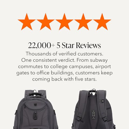 SWISSGEAR 1900 ScanSmart Laptop Backpack, Fits Most 17-Inch Laptops, TSA-Friendly Lay-Flat Design, RFID Protection, and Tablet Pocket, Black, 31L, 18.5-Inch - color: Charcoal