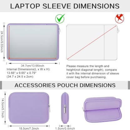 RAINYEAR Laptop Sleeve Case Compatible with 13.3 Inch Notebook Computer Chromebook 14" MacBook Pro/Max M1 M2 M3 M4 M5 Protective Cover Soft Bag with Front Pocket & Accessories Pouch (Purple) - color: Purple, size: 13"-13.3"