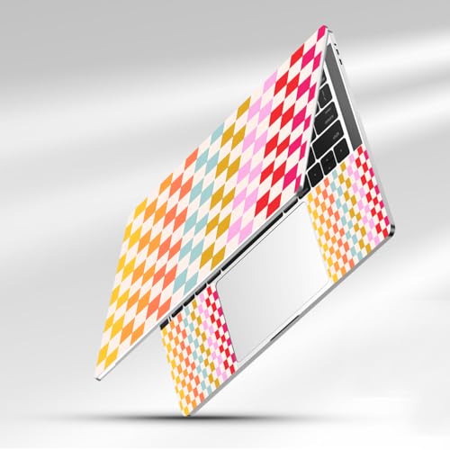 12.1-15.6 Inch Laptop Skin Decal, Universal Reusable Vinyl Laptop Cover Sticker, Waterproof Art Decal Protector in Colorful Checkered - color: Colorful Checkered