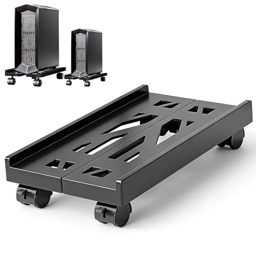 Pc Stand for Floor, Adjustable Computer Tower Stand for Carpet,Mobile CPU Stand with 4 Rolling Caster Wheels, PC Tower Stand Fits Most PC Under Desk-D-Black - color: D-Black