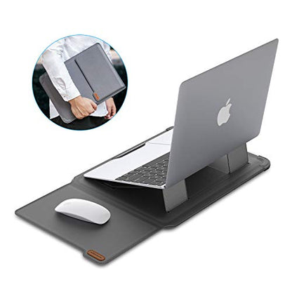 Nillkin Laptop Sleeve 13 inch (3-in-1), MacBook Sleeve with Adjustable Stand & Mouse Pad, 2 Stand Modes, 13 inch Laptop Case, Slim MacBook Accessories for Samsung/Surface/Chromebook/HP 12-14'', Gray - color: Gray