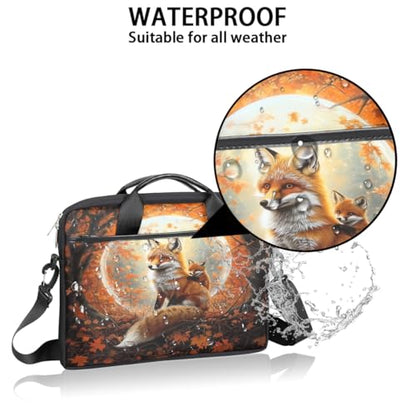 Laptop Shoulder Bag for Women Men, Waterproof Computer Case Messenger Bag Briefcase for Business Office Travel - color: Fox in the Autumn Forest