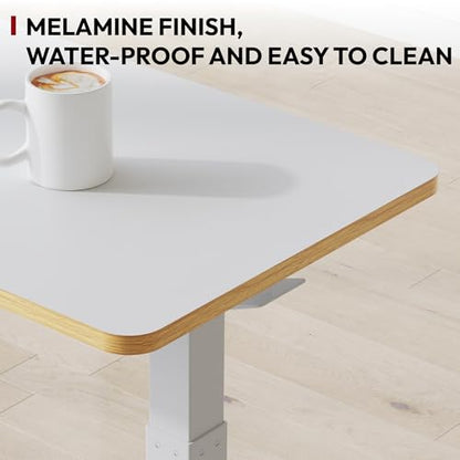 SANODESK Mobile Standing Desk with Hidden Wheels,Pneumatic Laptop Desk Rolling Computer Cart Movable Height Adjustable Small Sit Stand Desk for Home Office(27.6" W x 15.7" D, White+Maple Band) - color: White Maple, size: 28x16