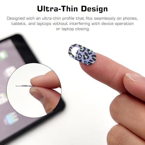 Leopard Print Webcam Cover Slide, Stylish Camera Privacy Blocker for Laptops, Phones & Tablets, Ultra-Thin Multi-Color Webcam Protection Stickers(10PCS,Mutilcolor) ﻿