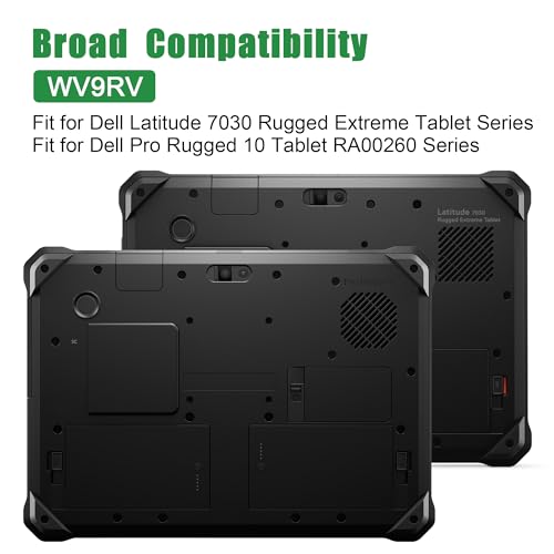 WV9RV 451-BDHV Laptop Battery Replacement for Dell Latitude 7030 Rugged Extreme Tablet Pro Rugged 10 Tablet RA00260 Series WCKPX 0WCKPX 34NWX 034NWX VM2HR WCKPX CPX-WCKPX 7.8V 18Wh 2307mAh - size: 10.1*5.9*1.0inch WV9RV