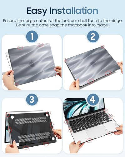 Fintie Case for MacBook Air 13.6 A3449/A3240/A3113/A2681, Satin Silver | 2022-2026, M2/M3/M4/M5, Snap-On Shell Cover, Full Port Access, Easy On/Off, Lightweight - color: Satin Silver