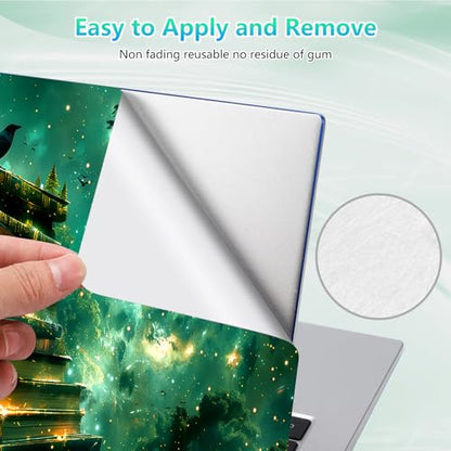 Laptop Skin Sticker Decal 12"-15.6" Universal Laptop/Notebook/Netbook Vinyl - Waterproof Scratch Resistant,Fits HP Dell Lenovo MacBook,2 Free Wrist Pads,Easy Apply & Remove,Green Glitter Book - color: Green Glitter Book