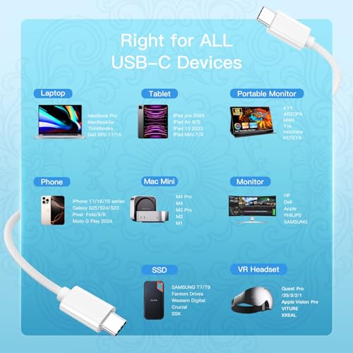 Short USB4 for Thunderbolt 4 Cable 1FT, 40Gbps USB C Data Cable Twice as Fast as USB C 3.2 Gen 2x2, 8K Video Display & 240W PD Fast Charging, Compatible with SSD, MacBook, iPhone 17/16, Docking, Hub - size: 1FT