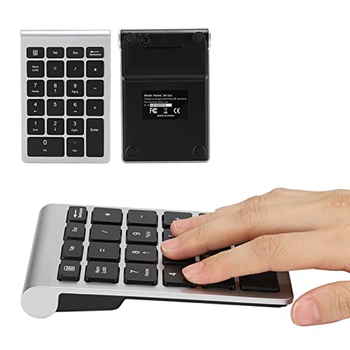 ASHATA Numeric Keypad,22 Keys Numeric Keypad USB Ergonomic Keyboard with Receiver,Support for Android, for for OS Systems.(Silver Black)