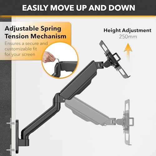 CondoMounts LTP8017 Laptop Wall Mount | Spring-Assisted Arm for 17"–32" Screens, Free-Tilting VESA Laptop Holder, Space-Saving Design, Heavy-Duty Build, Matte Black Finish, Easy DIY Installation