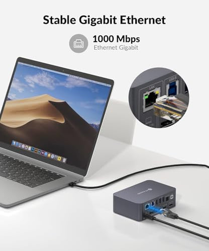 AV Access KVM Switch USB C Docking Station Dual Monitors for 2 Computers | 1G Ethernet, EDID, 4K60Hz, 5xUSB 3.0 Hub, Audio, SD, 60W Charging for Dell, HP, Lenovo Laptop, for Home Office - style: All-aluminum alloy body(iDock C10)