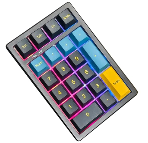 BOYI TD21 Hot Swap Numpad,21 Keys Mini Numpad Portable Keypad Bluetooth5.0/2.4G/Wired Number Pad Keyboard PBT Keycaps RGB Backlit Type-C Mini Keyboard (Blackish Green Cherry Keycaps) - color: Blackish Green Cherry Keycaps