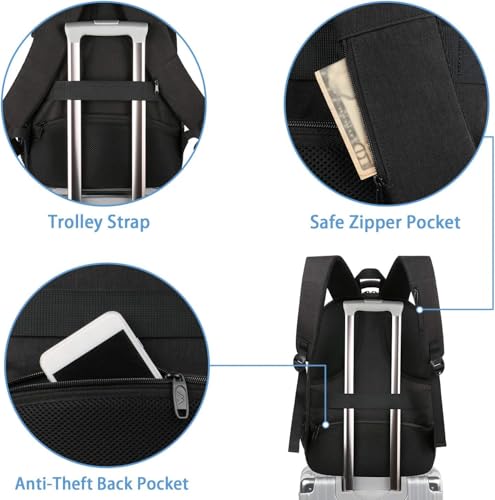 MATEIN College Large Travel Backpack, TSA Expandable Laptop Backpack | 43L College Computer Bag, Fit 17.3 Inch Laptop, Water Resistant Design, Lightweight Carry on, Sturdy, Spacious, Black - color: Deep Black, size: 17 inch
