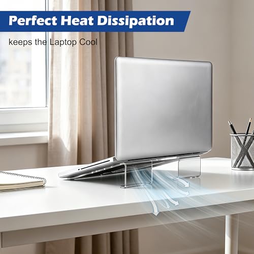 Slim Acrylic Laptop Stand, Portable Ventilated Desktop Riser for Desk, 11-17 Inch - color: Transparent