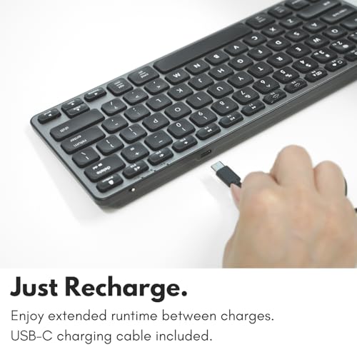 Macally Compact Backlit Bluetooth Keyboard for Mac – Space-Saving, Rechargeable Multi-Device Compatible Apple Wireless Keyboard for MacBook Pro/Air, iMac, Mac mini - color: Space Gray