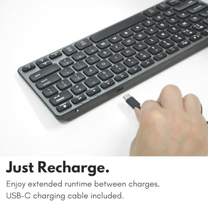Macally Compact Backlit Bluetooth Keyboard for Mac – Space-Saving, Rechargeable Multi-Device Compatible Apple Wireless Keyboard for MacBook Pro/Air, iMac, Mac mini - color: Space Gray