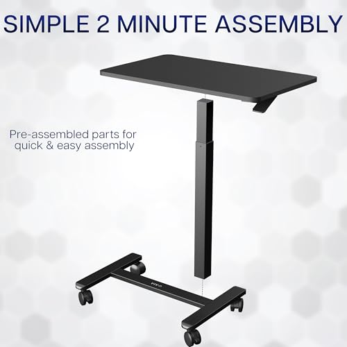 VIVO Black Mobile 28 x 16 inch Over Couch Laptop Table, CART-V28L | Height Adjustable Bedside Desk for Recliner, Laptop Cart with Hidden Caster Wheels, Holds 17.6 lbs - color: Black, size: 28 x 16 inch