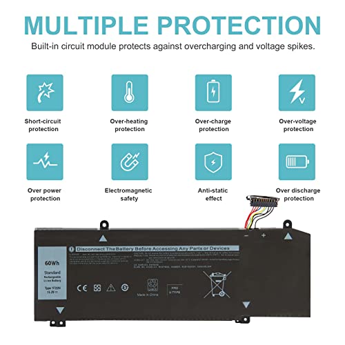 60Wh 1F22N Laptop Battery for Dell Alienware M15 R1 M17 R1, G5 15 5590 D2842W D2843W D2865B, G7 7590 7790 D2785B, P79F P37E P82F P40E P37E001 JJPFK 0JJPFK HYWXJ 0HYWXJ 01F22N 08622M 06YV0V XRGXX - size: 8.74*2.95*0.31inch 1F22N
