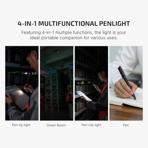 OLIGHT O'Pen 3 EDC Pen Light, 120 Lumens LED Flashlight with Green Beam, 4-in-1 Bolt Action Pen with Nib & Clip Light, USB-C Rechargeable for Writing, Presentation, Inspection and Outdoor (Black) - color: Black