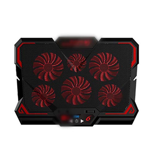 17 Inch Gaming Laptop Cooler Six Fan LED Screen Two USB Port Laptop Cooling Pad Notebook Stand for Laptop (Color : Red, Size : with Screen) (Red with Screen)