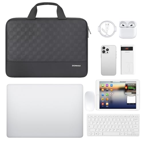 DOMISO 17 inch Laptop Sleeve Case,Waterproof Laptop Bag with Handle,Shockproof Protective Notebook PC Case Compatible with Acer/Lenovo/HP/Chromebook/Dell/MSI,Black