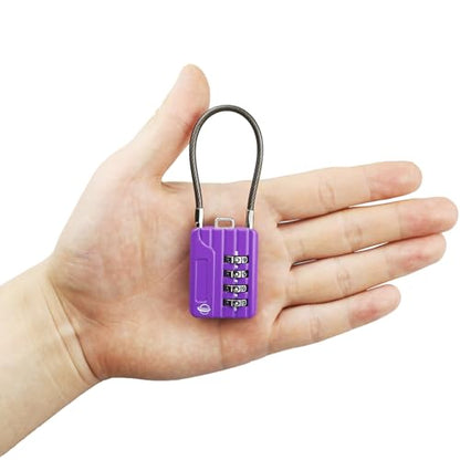 4 Digit Cable Combination Locks 4.7 inches Cable for School Gym Locker,Helmet,Filing Cabinets,Toolbox,Luggage Suitcase,knapsack,Cable 3mm Diameter,Purple - size: 12cm(4.7in)Cable Purple