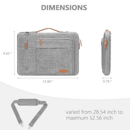 MOSISO Laptop Shoulder Bag 15.6 inch, 15-16 inch Protective Computer Bags | Compatible with MacBook Pro 16/Air 15, HP Dell Lenovo Asus, Side Open Laptop Sleeve Bag with Trolley Sleeve&4 Pockets,Gray