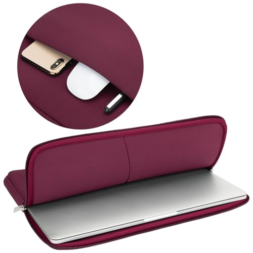 RAINYEAR 15.6 Inch Laptop Sleeve Protective Case Soft Carrying Zipper Bag Cover with Front Pocket & Accessories Pouch, Compatible with 15.6" Notebook Computer Chromebook (Red) - color: Red, size: 15.6"