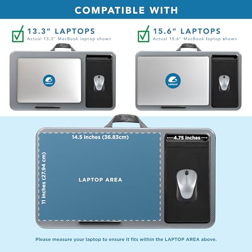 LAPGEAR Home Office Lap Desk with Device Ledge, Mouse Pad, and Phone Holder - Silver Carbon - Fits up to 15.6 Inch Laptops - Style No. 91585 - color: Silver Carbon, size: Home Office W/Device Ledge