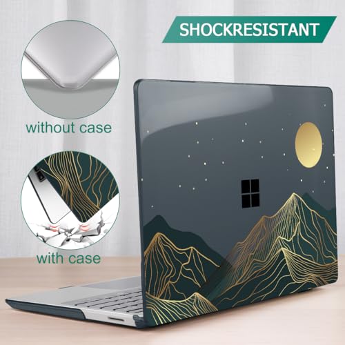 Mektron 2023 Microsoft Surface Laptop GO 3 Case 12.4" Compatible with Go 2/1 Laptop Cover 2022-2020 Releases Model 1943/2013 Plastic Hard Shell Case with Screen Protector, Abstract Mountain C112 - color: Abstract Mountain C112