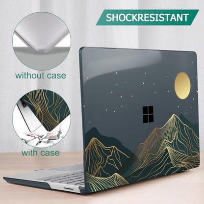 Mektron 2023 Microsoft Surface Laptop GO 3 Case 12.4" Compatible with Go 2/1 Laptop Cover 2022-2020 Releases Model 1943/2013 Plastic Hard Shell Case with Screen Protector, Abstract Mountain C112 - color: Abstract Mountain C112