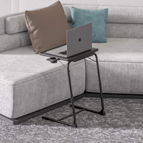 Adjustable TV Tray Table with Cup Holder - 20.4 x 15.7 inch TV Dinner Tray on Bed & Sofa, Large Size Comfortable Folding Table, Laptop Table for Couch with 6 Height & 3 Tilt Angle Adjustments（2 Pack) - size: TV tray-2 pack