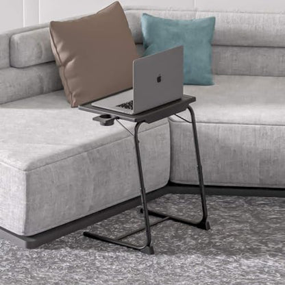 Adjustable TV Tray Table with Cup Holder - 20.4 x 15.7 inch TV Dinner Tray on Bed & Sofa, Large Size Comfortable Folding Table, Laptop Table for Couch with 6 Height & 3 Tilt Angle Adjustments（2 Pack) - size: TV tray-2 pack