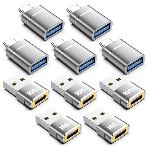 USB to USB C Adapter & USBA to USBC Adapter Combo 10-Pack Set | Compatible with MacBook Pro/Air,iPhone 17 16 Pro Max/15 Plus/14 13 12 Samsung Galaxy S26/S25/S24/S23/S22
