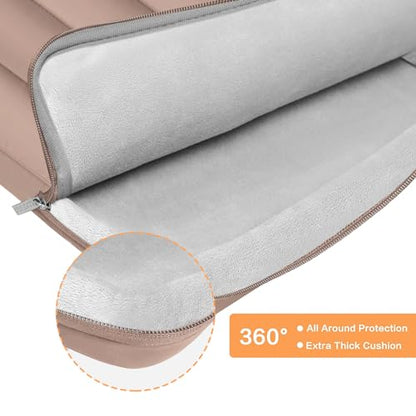MOSISO 360 Protective 13-14 inch Laptop Case, 13.3 inch Puffy Laptop Sleeve | Compatible with MacBook Neo/Air 13.6/Pro 13/Pro 14, HP Dell ASUS Lenovo, Polyester Horizontal Side Open Bag, Brown - color: Brown, size: 13.3 inch