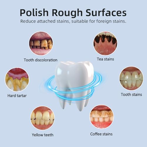 [Type-C Fast Charging] LED Teeth Whitening Polisher,Home Dental Care Kit with 6 Brush Heads & 5 Adjustable Speeds, Portable Electric Tooth Cleaner (Black)