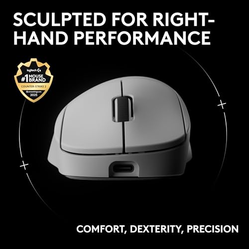 Logitech G PRO X Superlight 2 DEX Wireless Gaming Mouse - White | 60g, Right-Handed Ergo Shape, <8 kHz Polling, 44K DPI, PowerPlay Wireless Charging Supported, USB-C, 5 Buttons, For PC/Mac - color: White, size: Right-handed, style: Mouse