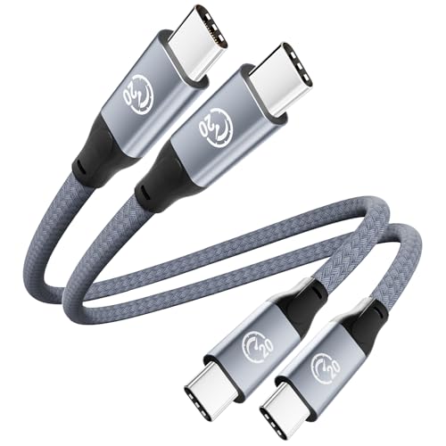 UseBean USB C to USB C Cable 100W 0.6FT(2 Pack), Short USB C 3.2 Gen 2X2 20Gbps 4K@60HZ Video Cable,Type C to C Charger Cord Fast Charge,for iPhone 15,MacBook, iPad Pro Air Mini,Galaxy S24/S23 - color: Gray, size: 0.6FT(2PACK)