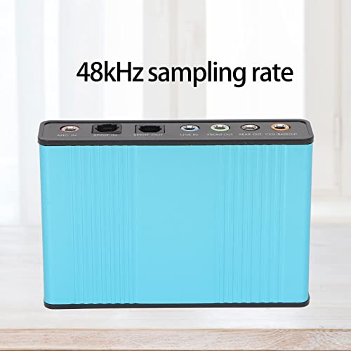 5.1 Channel USB Sound Card, Analog Play Recording External Sound Card for PC Laptop Computer with Multiple Interfaces, 48kHz Sampling Rate (Blue)