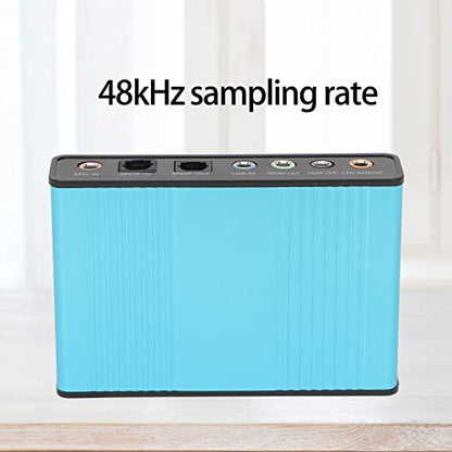 5.1 Channel USB Sound Card, Analog Play Recording External Sound Card for PC Laptop Computer with Multiple Interfaces, 48kHz Sampling Rate (Blue)