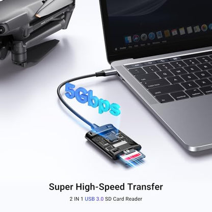 UGREEN USB C SD Card Reader, 2-in-1 Micro SD Memory Card Reader for TF SD Micro SD SDXC SDHC, USB SD Card Reader Type C Compatible with iPhone 17 16, Samsung Galaxy, MacBook, iPad, Trail Game Camera