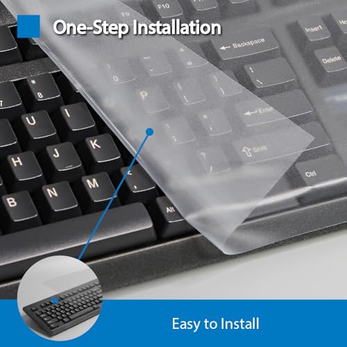 [2 Pack] Universal Silicone Keyboard Cover - Flat Matte Finish & Durable, 0.15mm Thin - Fits Standard Keyboards(Cover Area 46.5x17 cm)|