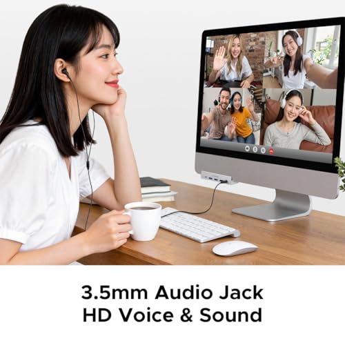 ORICO Clip Docking Station, 8-in-1 Clamp USB C Hub with 4K@60Hz HDMI, 100W PD, Gigabit Ethernet, 4xUSB Port, AUX, 10Gbps Clamp Docking Station for Laptop, MacBook, PC (Adapter Not Included) - color: Silver