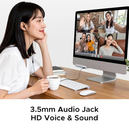 ORICO Clip Docking Station, 8-in-1 Clamp USB C Hub with 4K@60Hz HDMI, 100W PD, Gigabit Ethernet, 4xUSB Port, AUX, 10Gbps Clamp Docking Station for Laptop, MacBook, PC (Adapter Not Included) - color: Silver