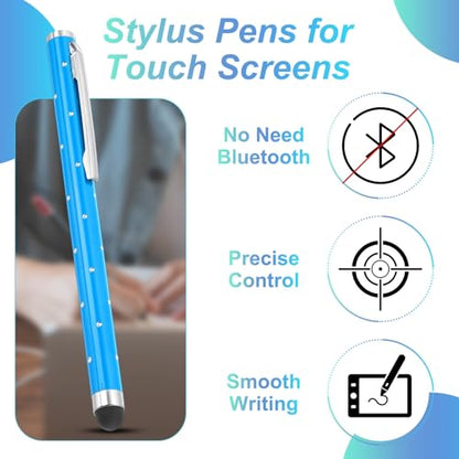 PATIKIL Stylus Pens for Touch Screens, 6 Pcs High Precision Universal Bling Stylus Crystal Metal Capacitive Pen for Touch Screen Devices Phone Tablets Laptop, Blue - color: Blue